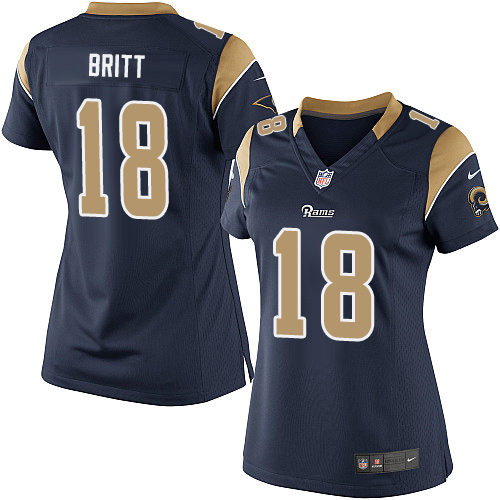 Women's Limited Kenny Britt Nike Jersey Navy Blue Home - #18 NFL Los Angeles Rams